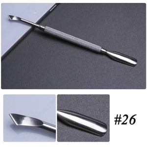 17 Type Stainless Steel Cuticle Pusher Manicure / Pedicure - Proxy Nail Polish